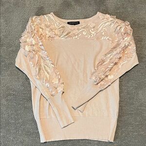 Joseph A Cream Floral Embroidered Sweater
